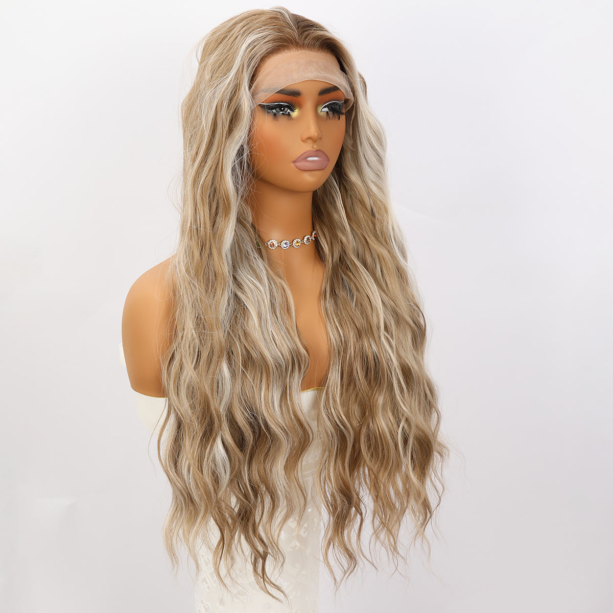 Brown Blonde Mixed V-Part High Lace Front Wig