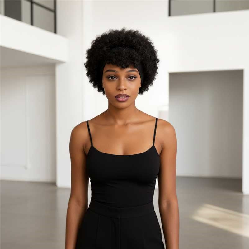 Natural Black Short Afro Kinky Curly Wig