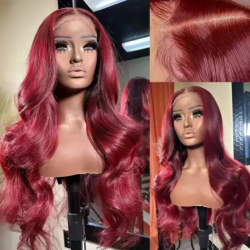 13x6 HD Lace Burgundy Human Hair Wig