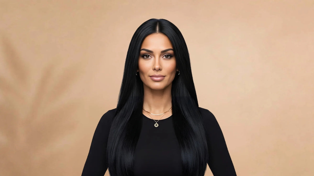 Before wearing 40 Inch Long Straight Black Party Wig