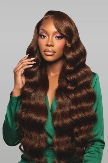 Chocolate Brown 13x6 Body Wave HD Lace Human Hair Wig 200% Density