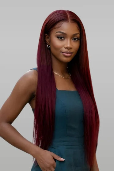 Burgundy Straight 13x6 HD Lace Human Hair Wig 200% Density