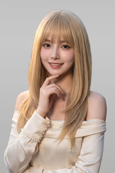 Blonde Straight Layered Synthetic Wig with Bangs