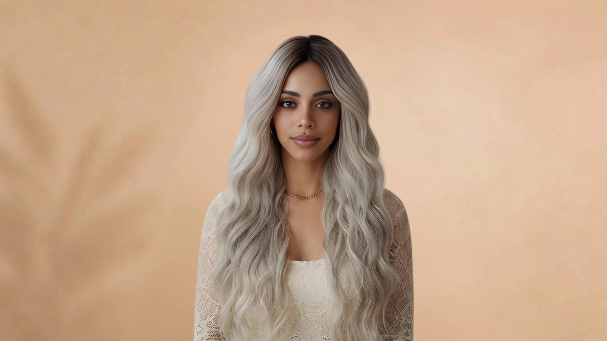 Before wearing Gradient Wavy V-Part Lace Front Wig