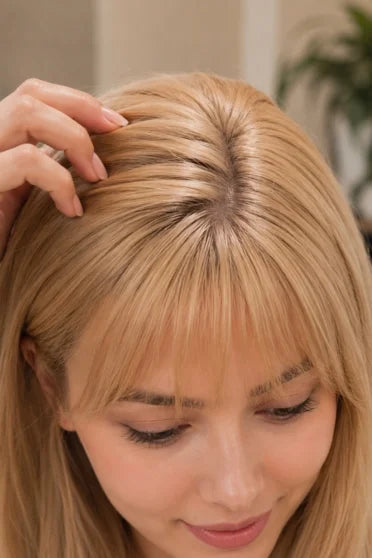 Customer style image - Blonde Straight Layered Synthetic Wig with Bangs