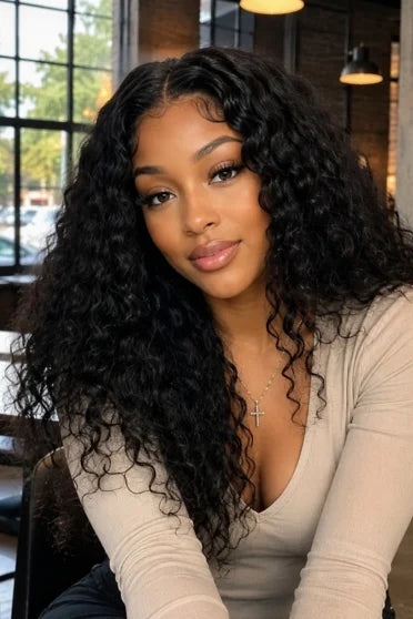 210% Density U-Part Curly Human Hair Glueless Wig