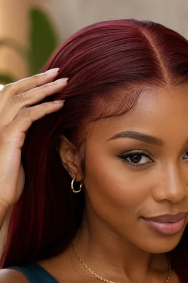 Burgundy Straight 13x6 HD Lace Human Hair Wig 200% Density