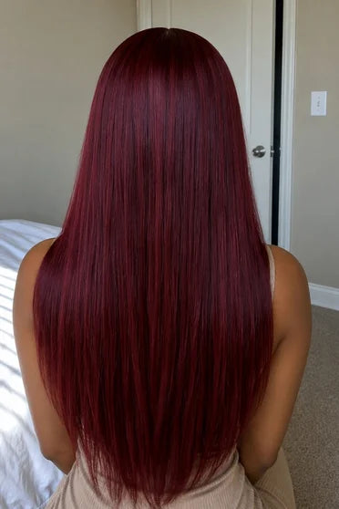 Burgundy Straight 13x6 HD Lace Human Hair Wig 200% Density