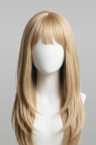 Blonde Straight Layered Synthetic Wig with Bangs