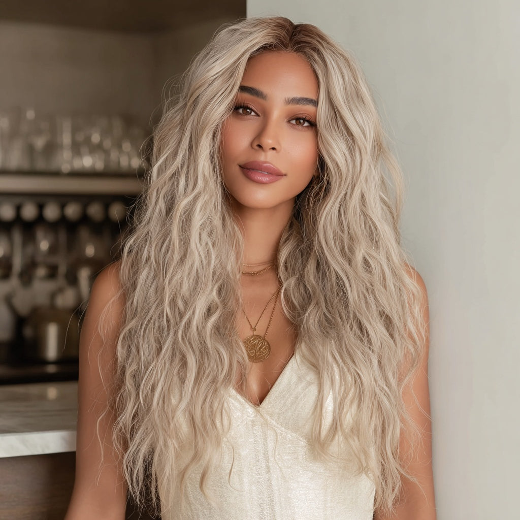 Gradient Wavy V-Part Lace Front Wig