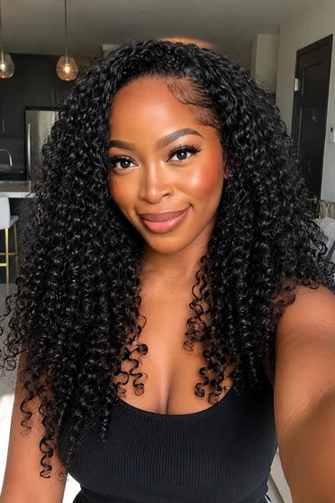3-in-1 Deep Wave Seamless Flip-Over Half Glueless Wig