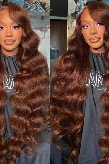 Chocolate Brown 13x6 Body Wave HD Lace Human Hair Wig 200% Density