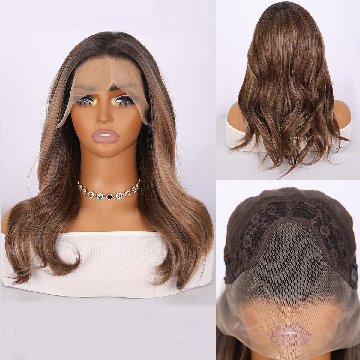 Brown Gradient Long Synthetic Lace Front Wig