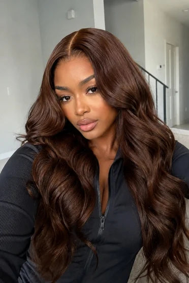 46" Chocolate Brown 200% Density 13x6 HD Body Wave Wig