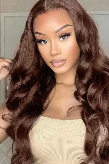 Chocolate Brown 13x6 Body Wave HD Lace Human Hair Wig 200% Density