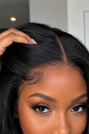 Customer style image - 4x4 Natural Body Wave Closure Wig