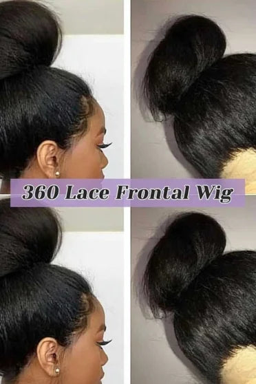 Kinky Straight 360 HD Lace Glueless Human Hair Wig
