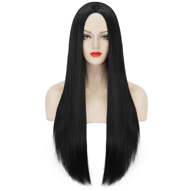 40 Inch Long Straight Black Party Wig