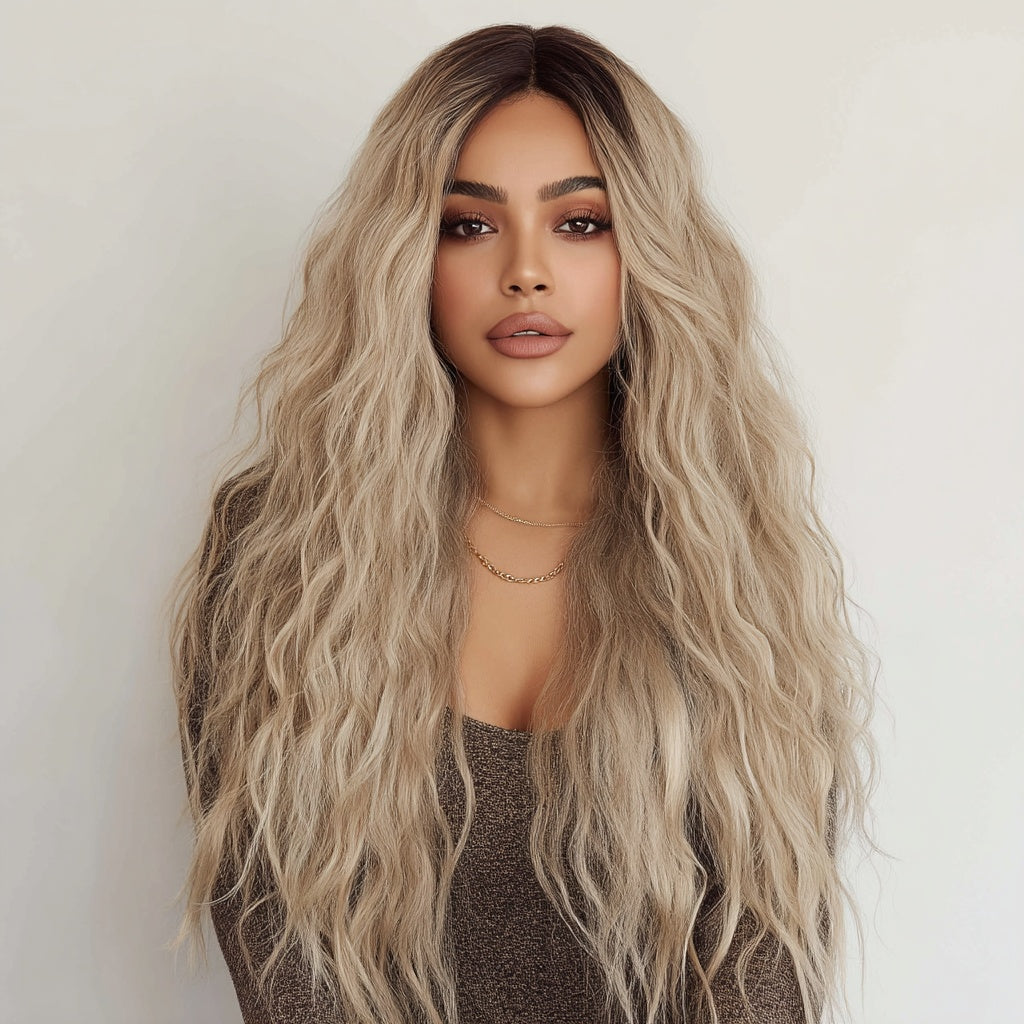 Gradient Wavy V-Part Lace Front Wig