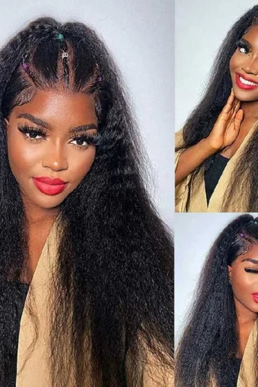 Kinky Straight 360 HD Lace Glueless Human Hair Wig
