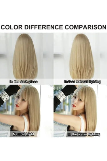 Blonde Straight Layered Synthetic Wig with Bangs