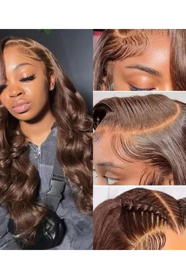 Chocolate Brown 13x6 Body Wave HD Lace Human Hair Wig 200% Density