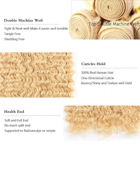613 Blonde Deep Wave Unprocessed Human Hair Extension