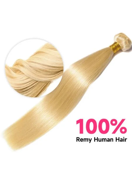 613 Honey Blonde Brazilian Straight Hair, Double Weft