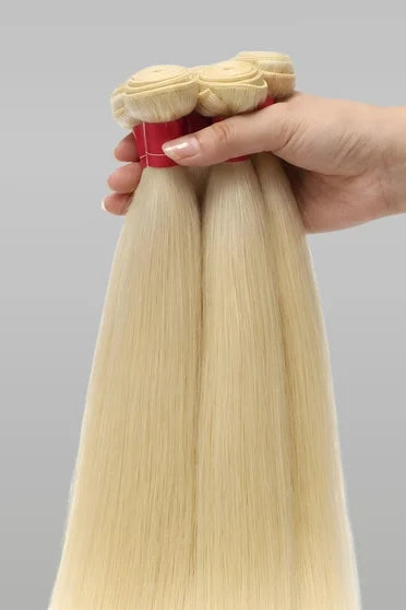 613 Honey Blonde Brazilian Straight Hair, Double Weft