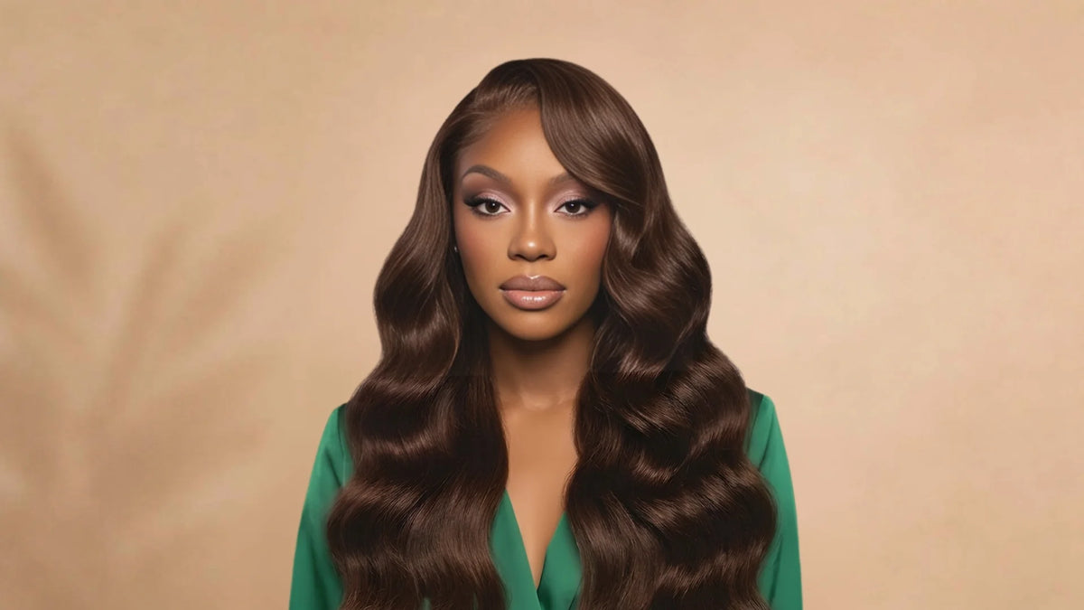 Before wearing Chocolate Brown 13x6 Body Wave HD Lace Human Hair Wig 200% Density