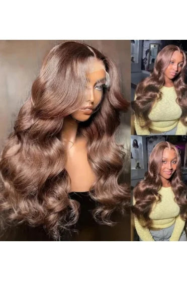 Chocolate Brown 13x6 Body Wave HD Lace Human Hair Wig 200% Density