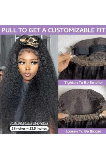 Kinky Straight 360 HD Lace Glueless Human Hair Wig