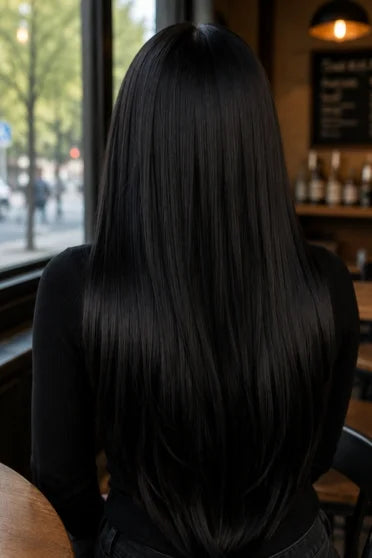 40 Inch Long Straight Black Party Wig