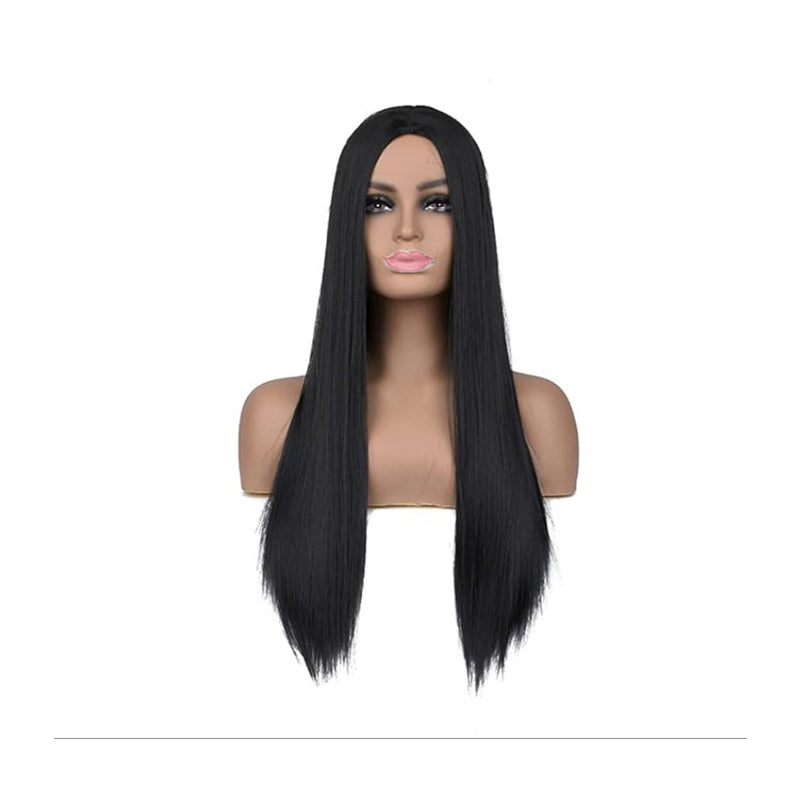 40 Inch Long Straight Black Party Wig