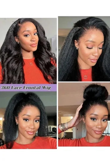 Kinky Straight 360 HD Lace Glueless Human Hair Wig