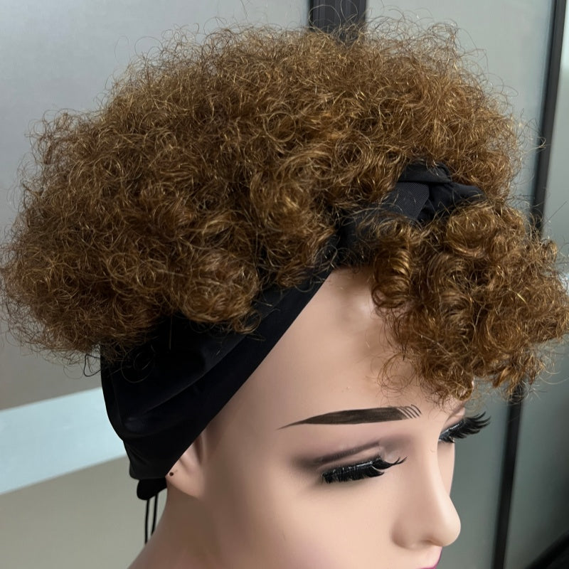 Brown Short Curly Glueless Ice Silk Wig