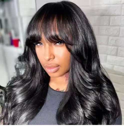 Glueless 13x5 HD Lace Body Wave Wig with Bangs