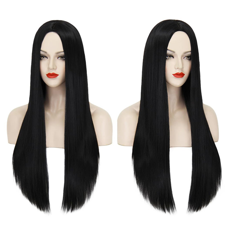 40 Inch Long Straight Black Party Wig