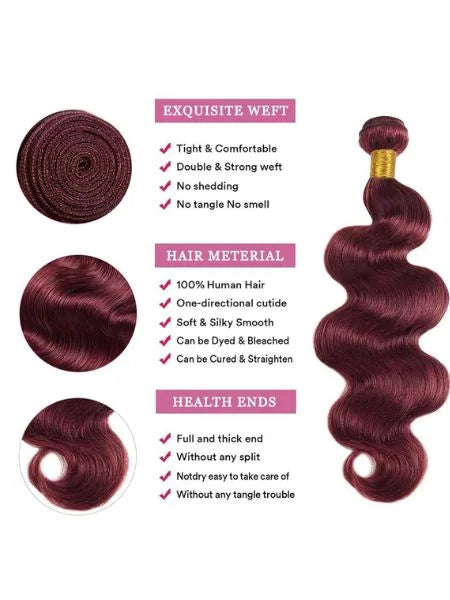 99J Burgundy Body Wave Wine Red Human Hair Extension
