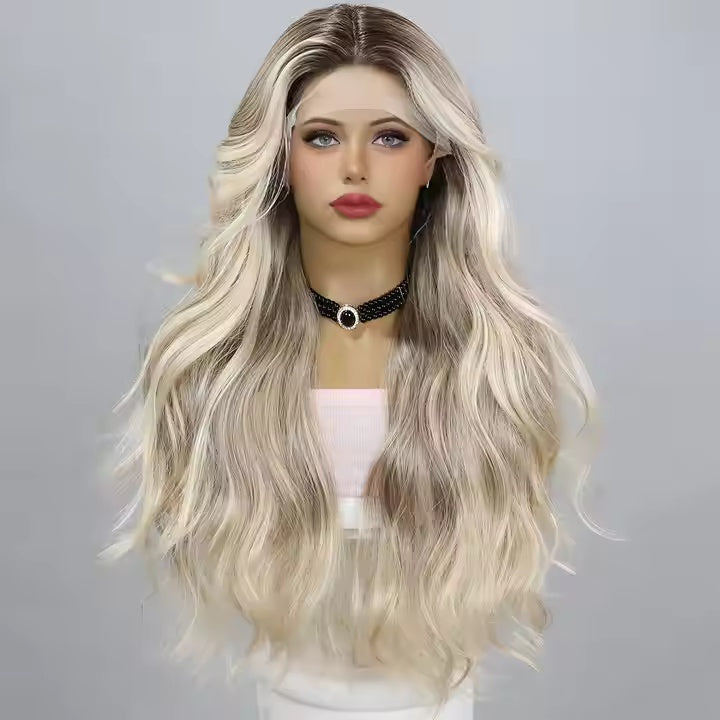 Gold Gradient Wavy V-Part Lace Front Wig