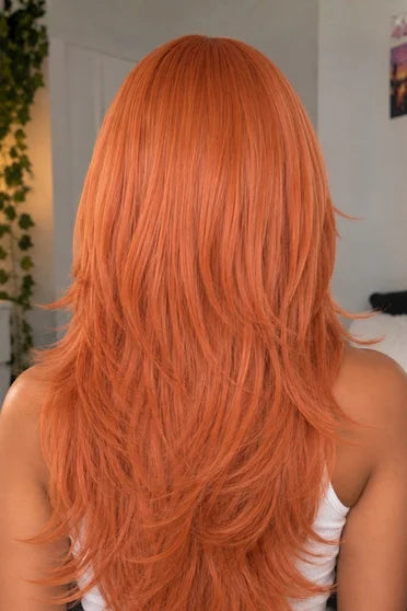 Angel Devil Long Orange-Brown Cosplay Wig with Bangs