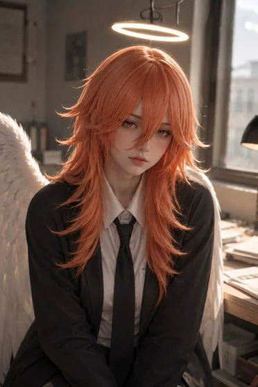 Angel Devil Long Orange-Brown Cosplay Wig with Bangs