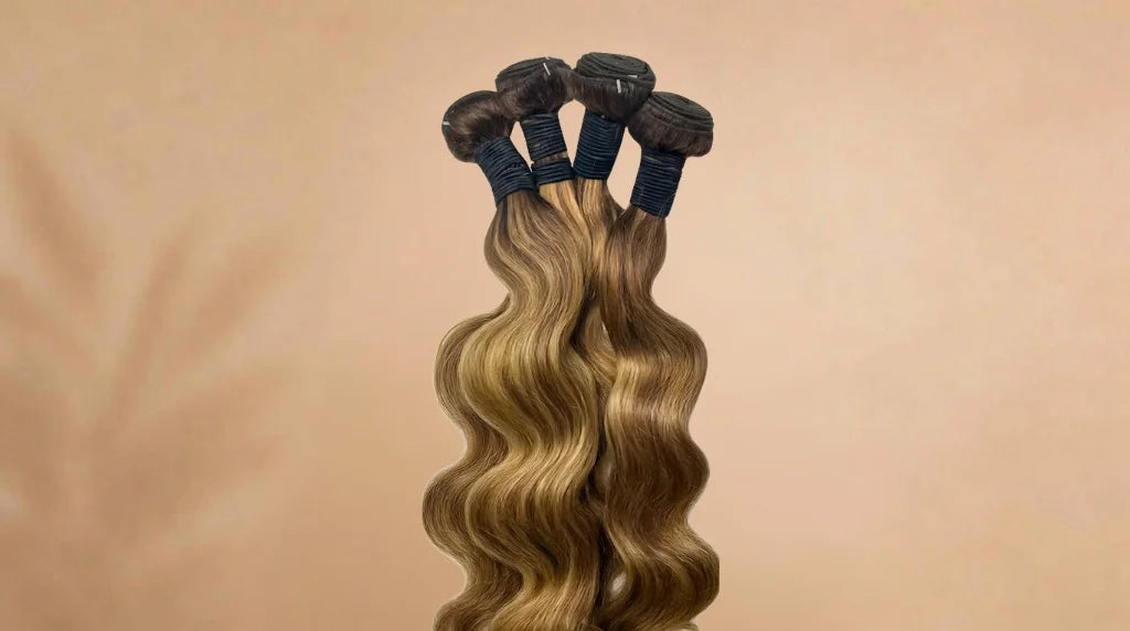 Before wearing Blonde Highlight Body Wave Raw Human Hair Extension