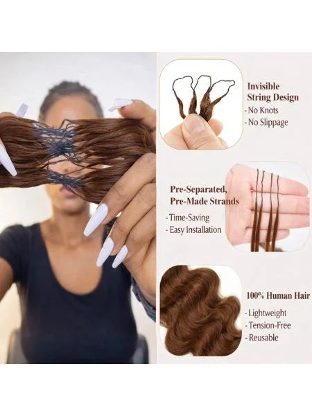 Medium Brown Body Wave Invisible Micro-Loop Hair Extension
