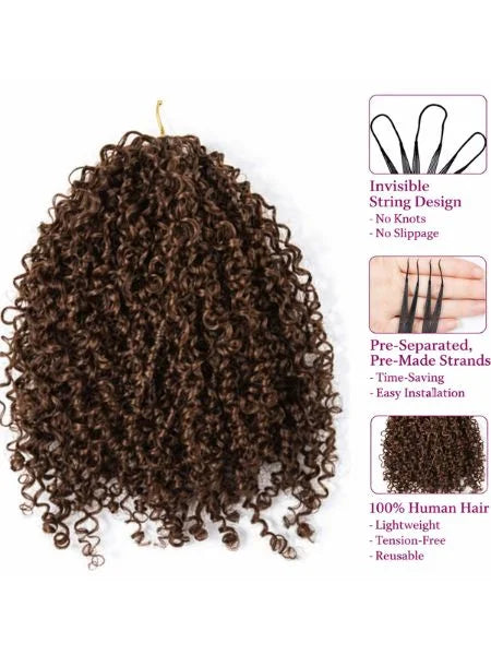 Chocolate Brown Spiral Curly Crochet Invisible Knotless, Braiding