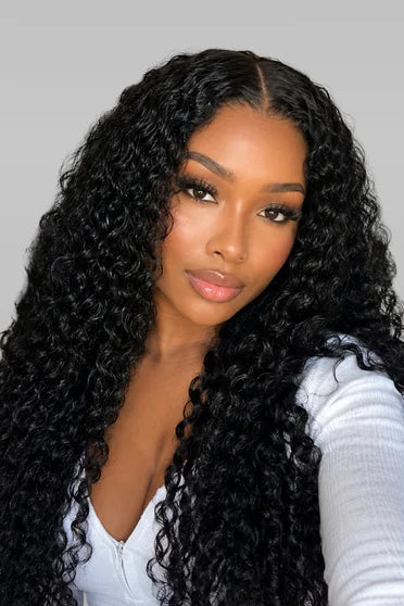 Deep Wave Curly Human Hair Blend 13x6 HD Lace Frontal Wig