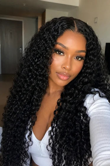 Deep Wave Curly Human Hair Blend 13x6 HD Lace Frontal Wig