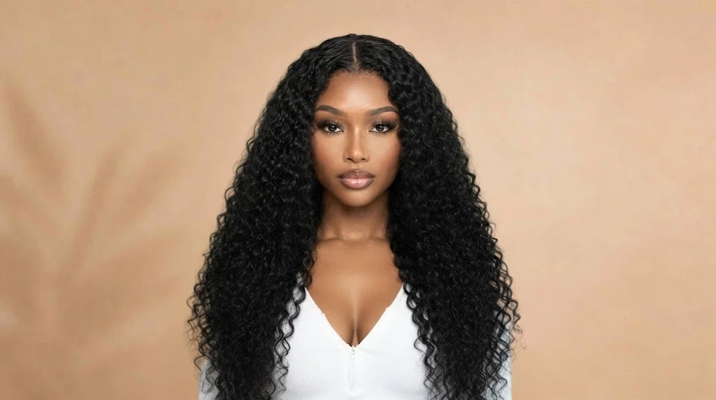 After wearing Deep Wave Curly Human Hair Blend 13x6 HD Lace Frontal Wig