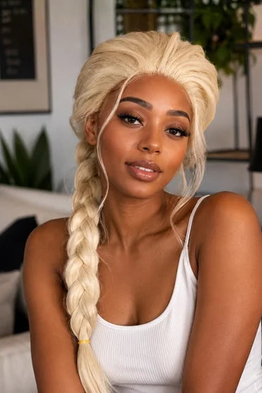 Elsa Blonde Long Braided Snow Queen Cosplay Wig