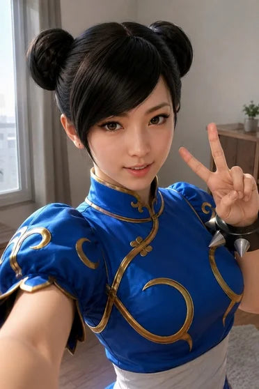 Chun-Li Black Double-Bun, Street Fighter Cosplay Wig